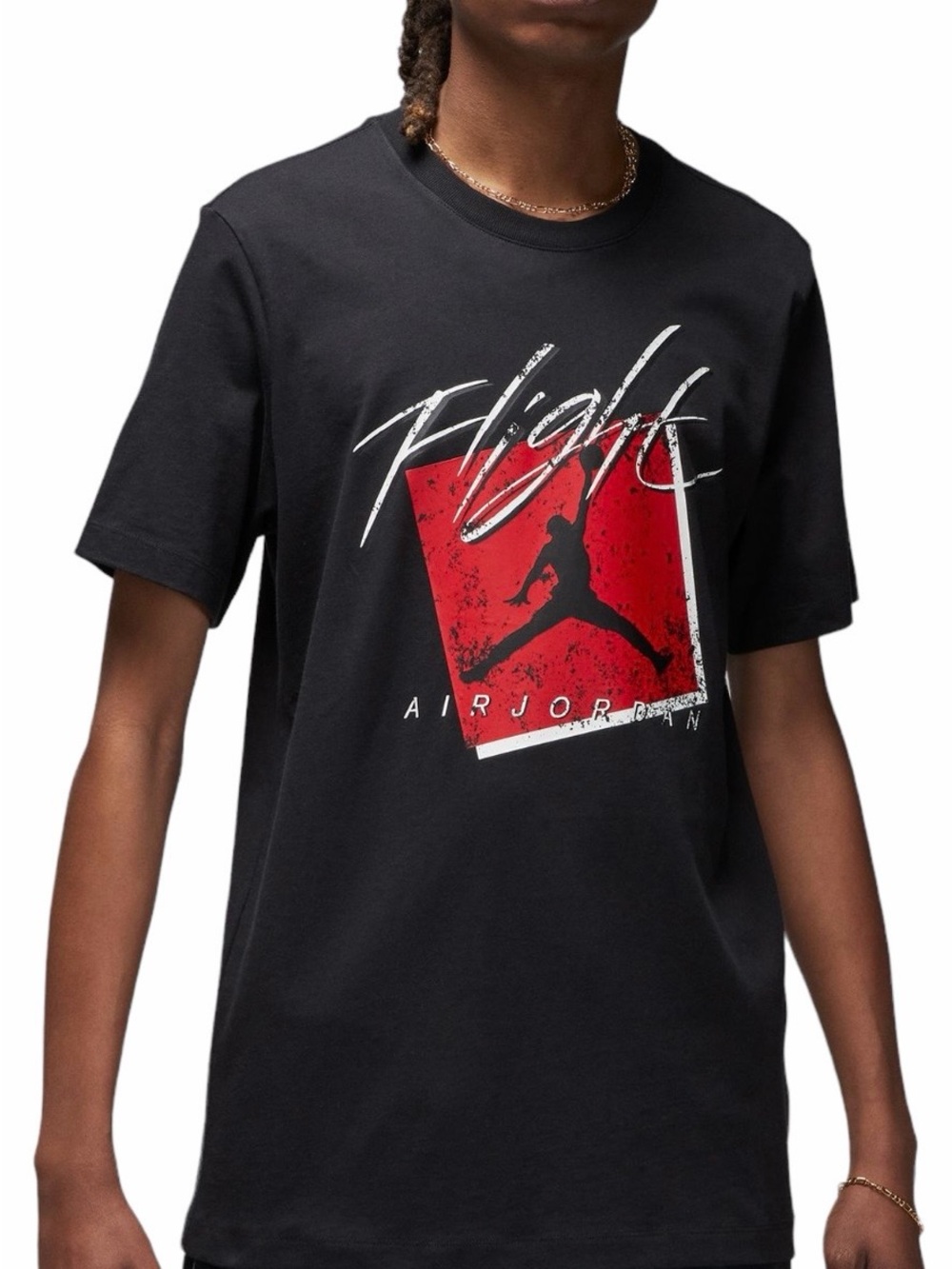 Jordan Black Tee with Red Flight Graphic